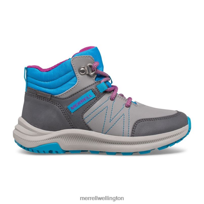 Greylock Waterproof Boot (MK165225) Merrell Kids 8VV6P1510 Shoes Grey/Turq