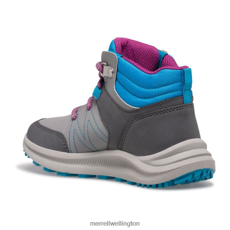 Greylock Waterproof Boot (MK165225) Merrell Kids 8VV6P1510 Shoes Grey/Turq