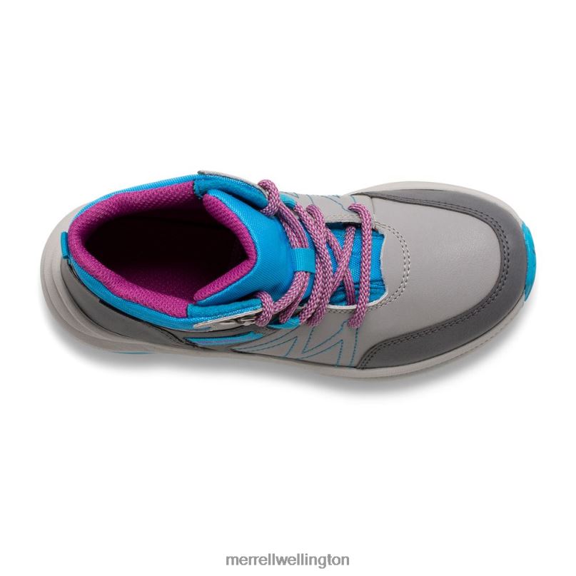 Greylock Waterproof Boot (MK165225) Merrell Kids 8VV6P1510 Shoes Grey/Turq