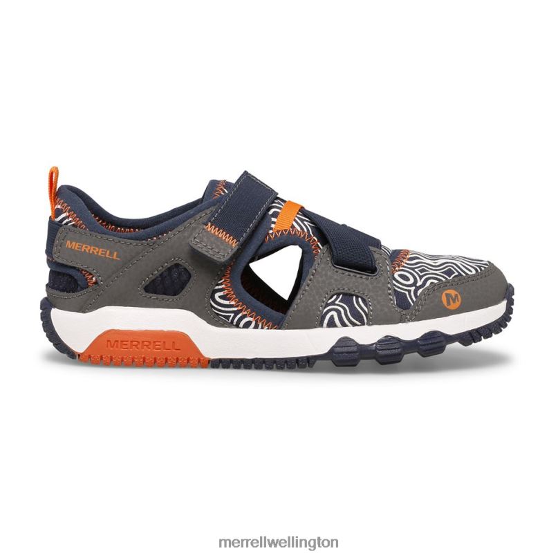 Hydro Free Roam Chroma Monarch Sandal (MK265855K) Merrell Kids 8VV6P1503 Shoes Grey/Navy
