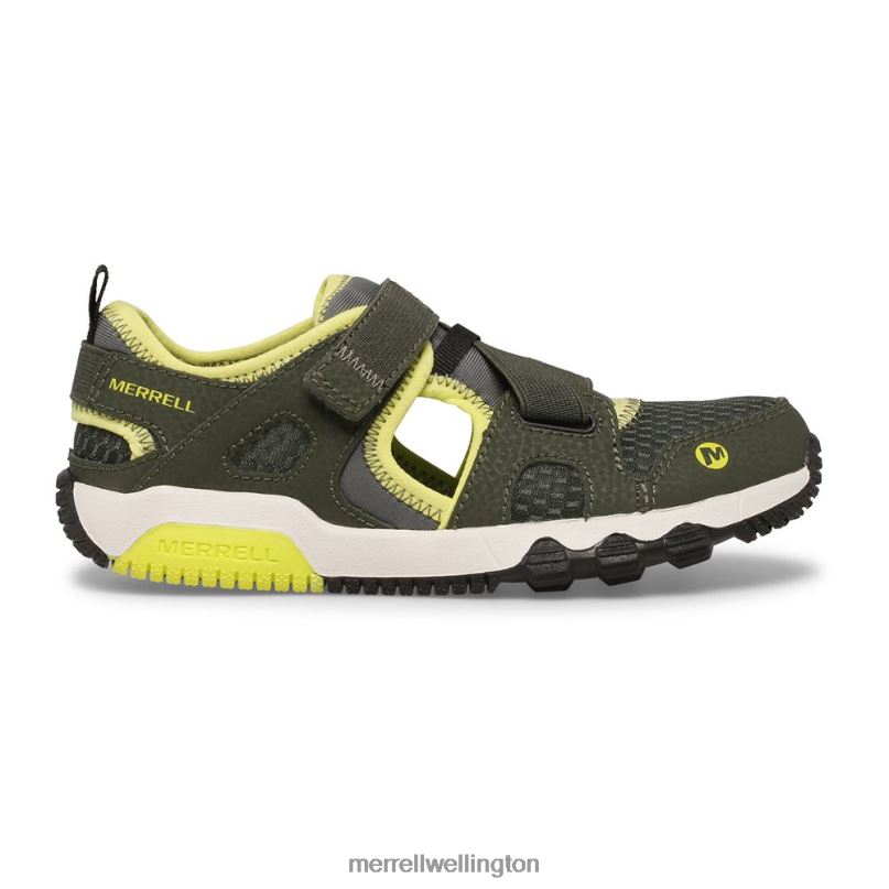 Hydro Free Roam Monarch Sandal (MK265670K) Merrell Kids 8VV6P1501 Shoes Olive/Lime - Click Image to Close