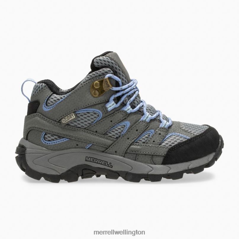 Moab 2 Mid Waterproof Boot (MK162260) Merrell Kids 8VV6P804 Shoes Grey/Periwinkle - Click Image to Close