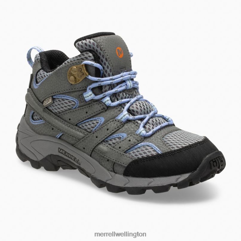 Moab 2 Mid Waterproof Boot (MK162260) Merrell Kids 8VV6P804 Shoes Grey/Periwinkle