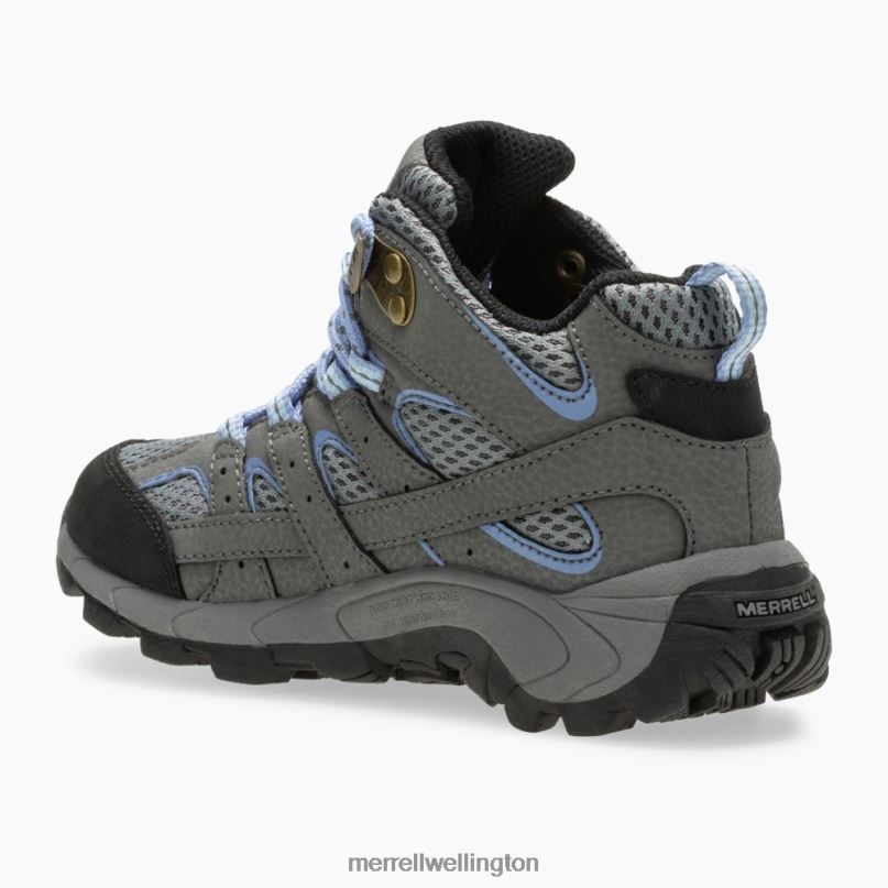 Moab 2 Mid Waterproof Boot (MK162260) Merrell Kids 8VV6P804 Shoes Grey/Periwinkle