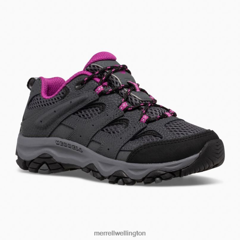 Moab 3 Low Lace Shoe (MK165708) Merrell Kids 8VV6P1429 Shoes Granite/Berry