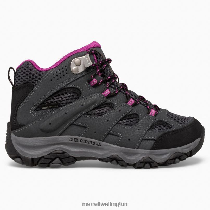 Moab 3 Mid Waterproof Boot (MK165703) Merrell Kids 8VV6P1433 Shoes Granite/Berry - Click Image to Close