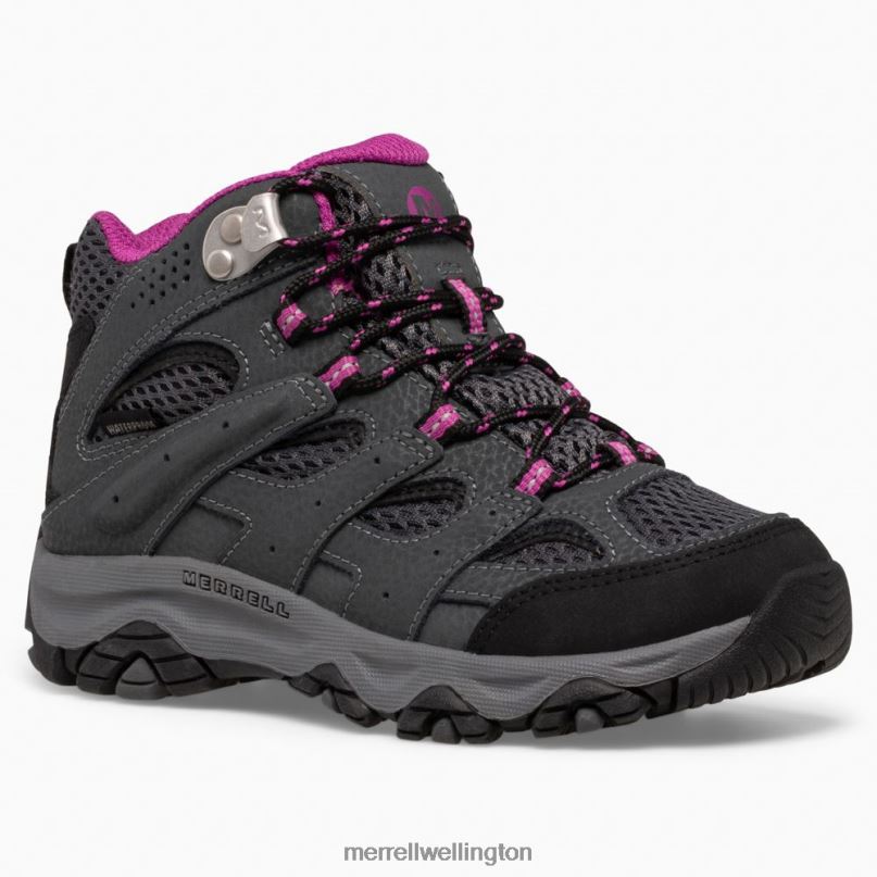Moab 3 Mid Waterproof Boot (MK165703) Merrell Kids 8VV6P1433 Shoes Granite/Berry