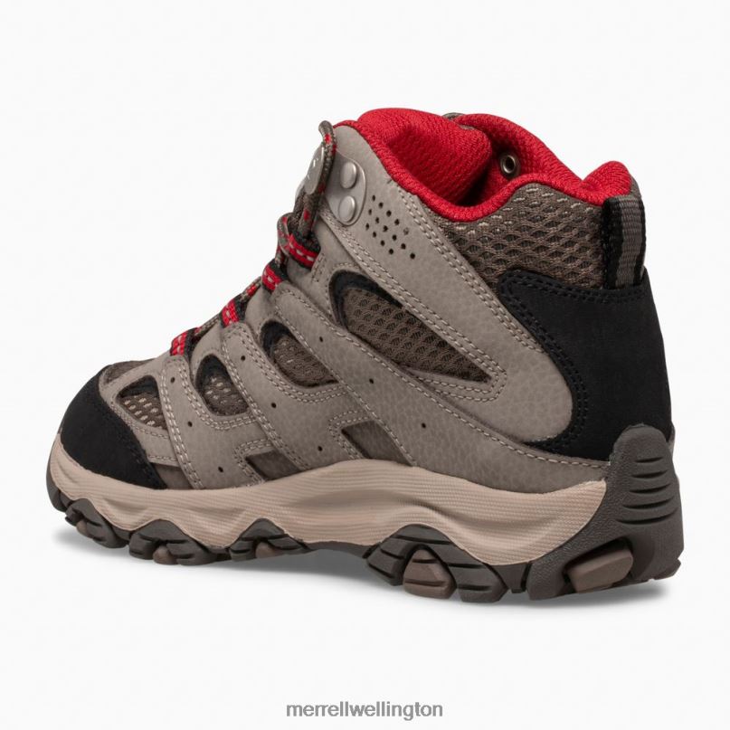 Moab 3 Mid Waterproof Boot (MK265701) Merrell Kids 8VV6P1430 Shoes Boulder/Red
