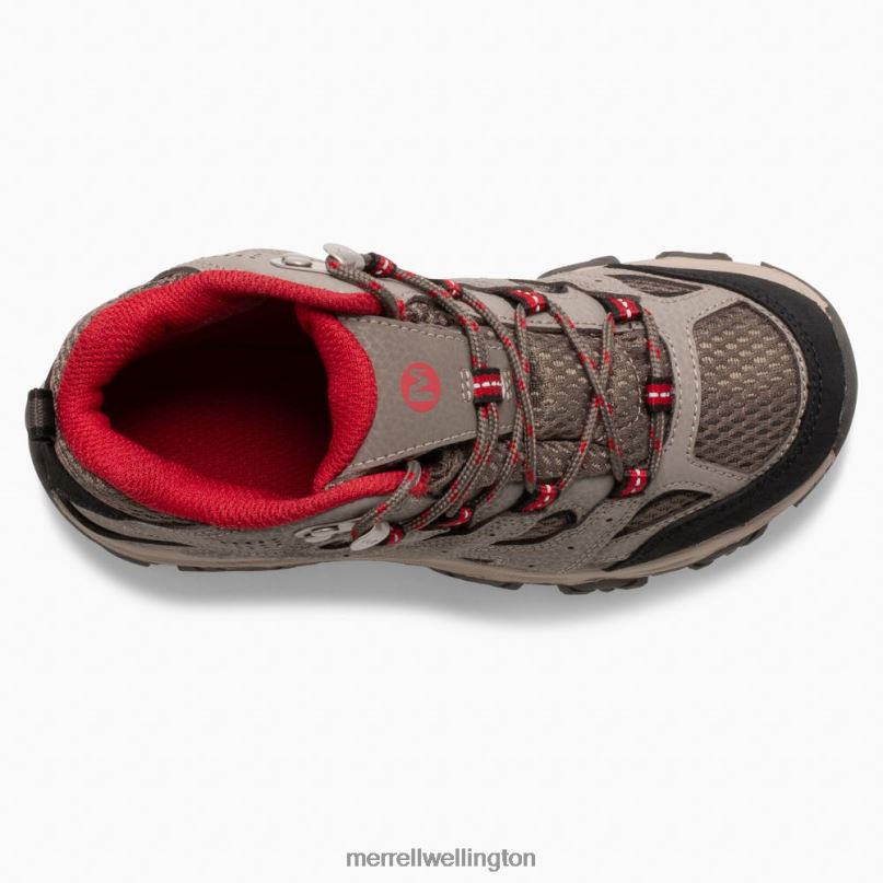 Moab 3 Mid Waterproof Boot (MK265701) Merrell Kids 8VV6P1430 Shoes Boulder/Red