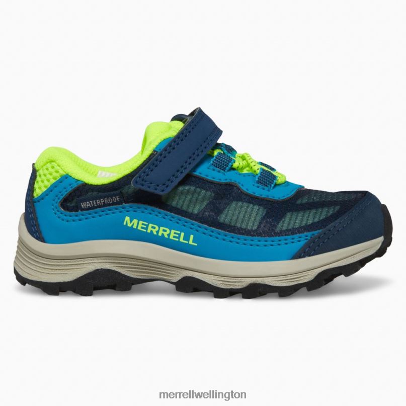 Moab Speed Low A/C Jr. Waterproof Sneaker (ML267122) Merrell Kids 8VV6P1368 Shoes Navy/Hi Viz