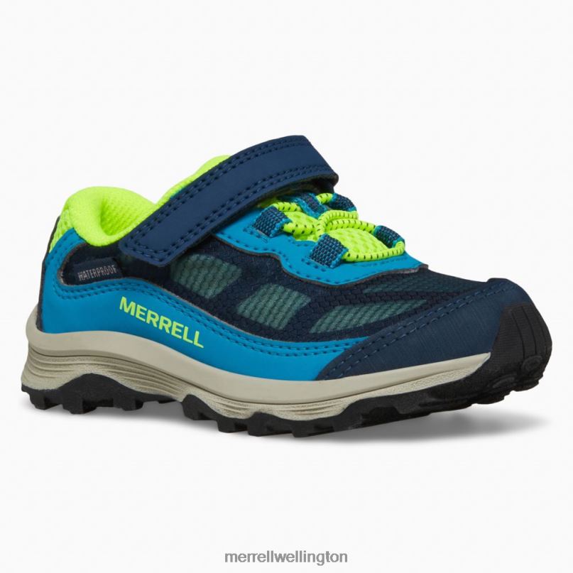 Moab Speed Low A/C Jr. Waterproof Sneaker (ML267122) Merrell Kids 8VV6P1368 Shoes Navy/Hi Viz
