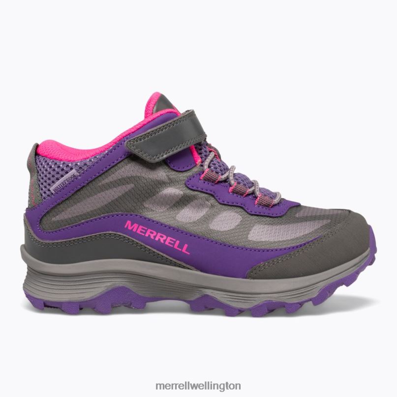Moab Speed Mid A/C Waterproof (MK165209) Merrell Kids 8VV6P1387 Shoes Grey/Pink/Purple
