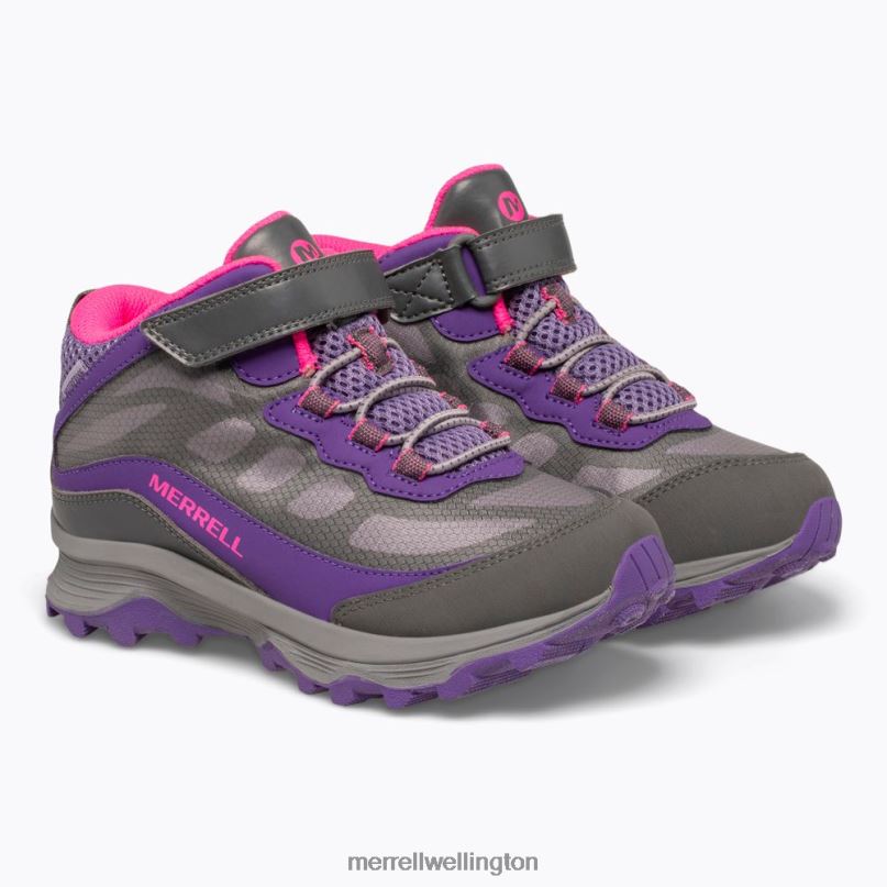 Moab Speed Mid A/C Waterproof (MK165209) Merrell Kids 8VV6P1387 Shoes Grey/Pink/Purple