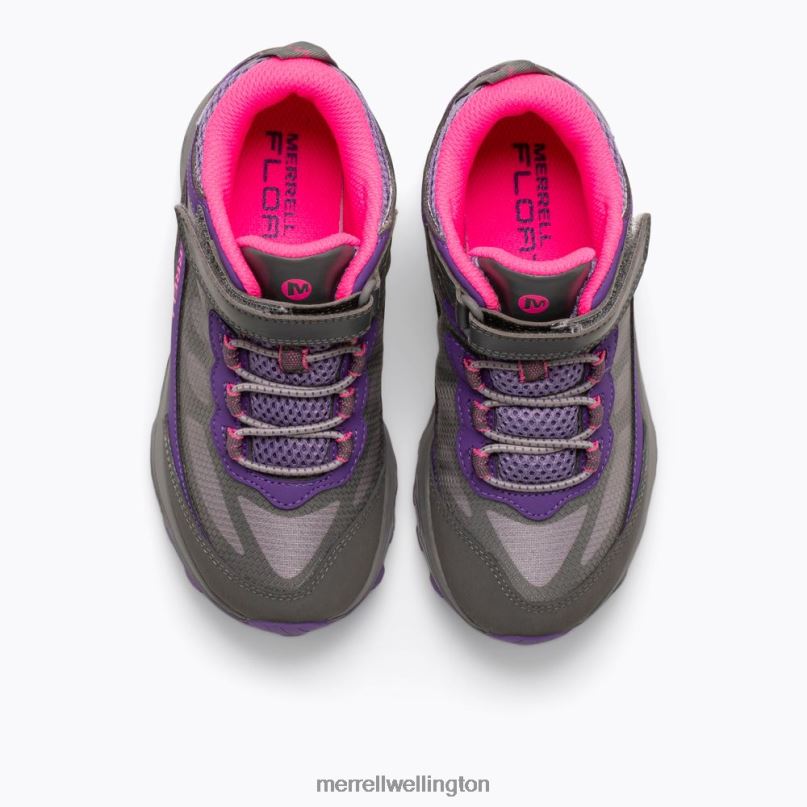 Moab Speed Mid A/C Waterproof (MK165209) Merrell Kids 8VV6P1387 Shoes Grey/Pink/Purple