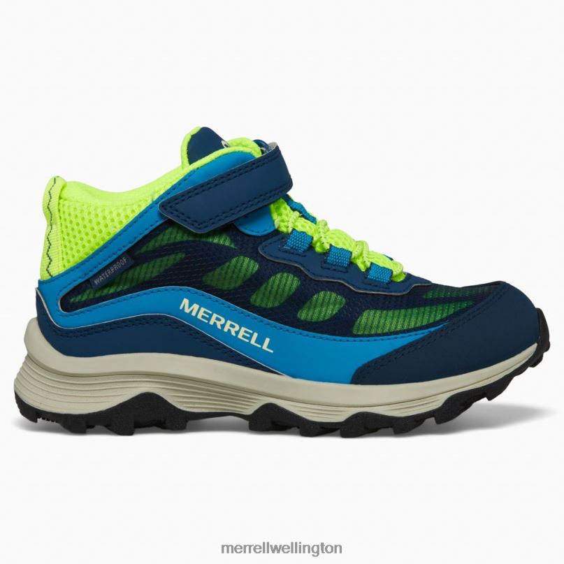 Moab Speed Mid A/C Waterproof (MK267121) Merrell Kids 8VV6P1384 Shoes Navy/Hi Viz