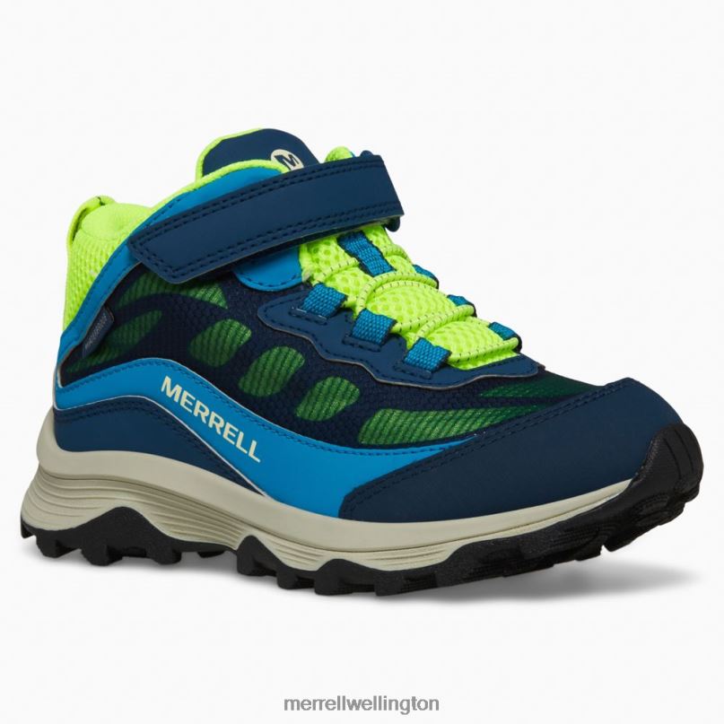 Moab Speed Mid A/C Waterproof (MK267121) Merrell Kids 8VV6P1384 Shoes Navy/Hi Viz