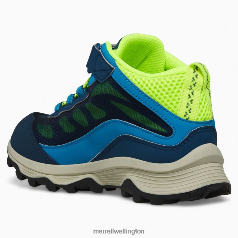 Moab Speed Mid A/C Waterproof (MK267121) Merrell Kids 8VV6P1384 Shoes Navy/Hi Viz