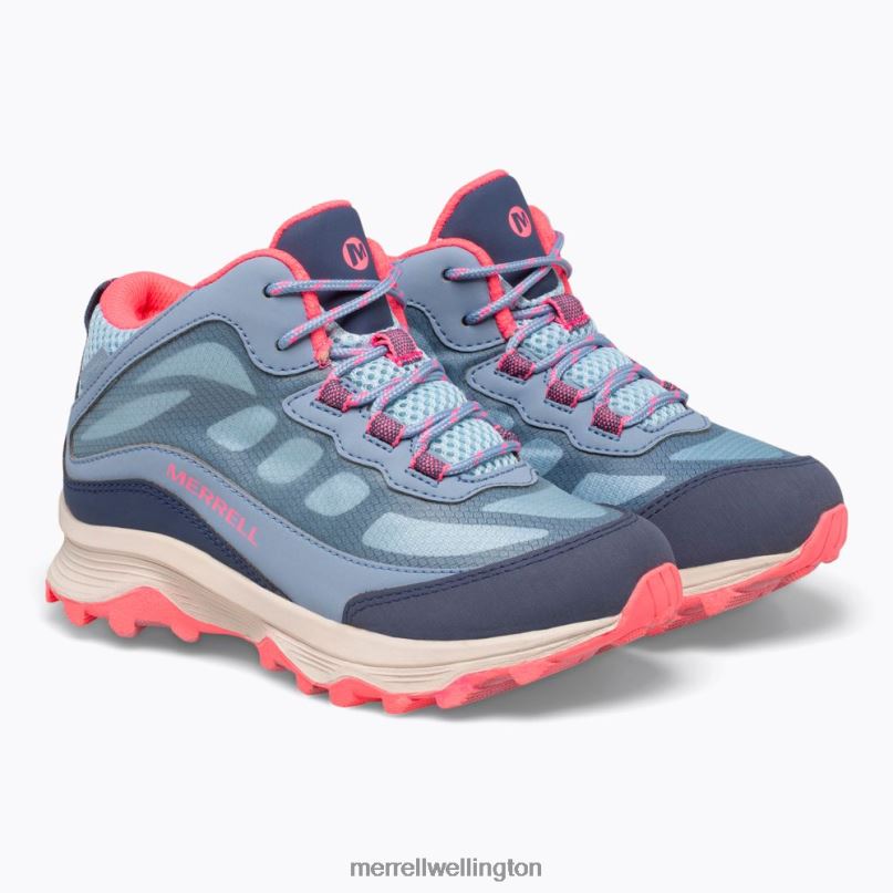 Moab Speed Mid Waterproof (MK165213) Merrell Kids 8VV6P1382 Shoes Dusty Blue/Coral