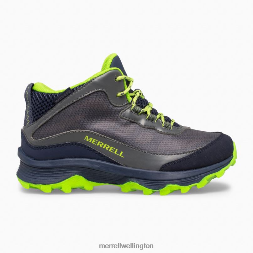 Moab Speed Mid Waterproof (MK265212) Merrell Kids 8VV6P1383 Shoes Navy/Grey/Lime