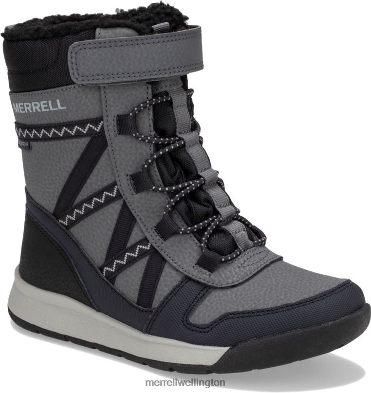 Snow Crush 2.0 Waterproof Boot (MK263125K) Merrell Kids 8VV6P1507 Shoes Black/Grey