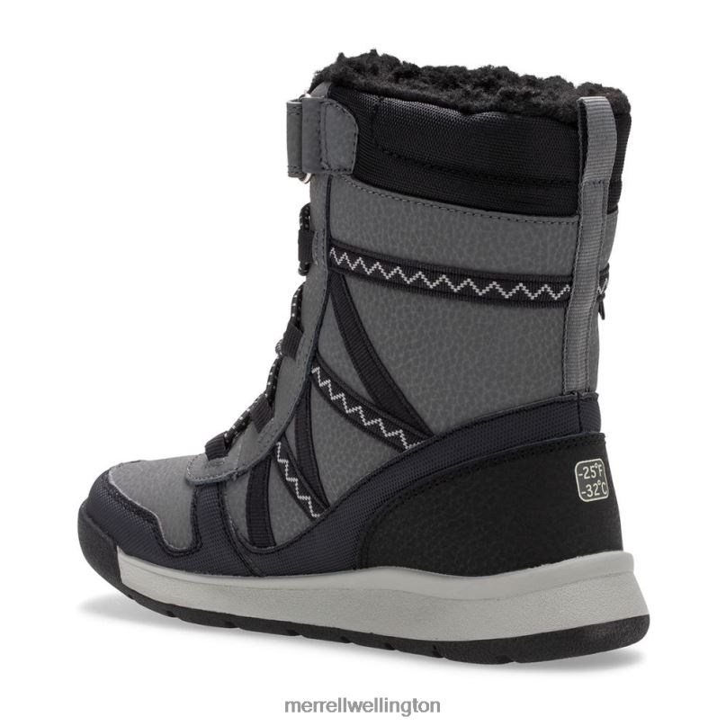 Snow Crush 2.0 Waterproof Boot (MK263125K) Merrell Kids 8VV6P1507 Shoes Black/Grey