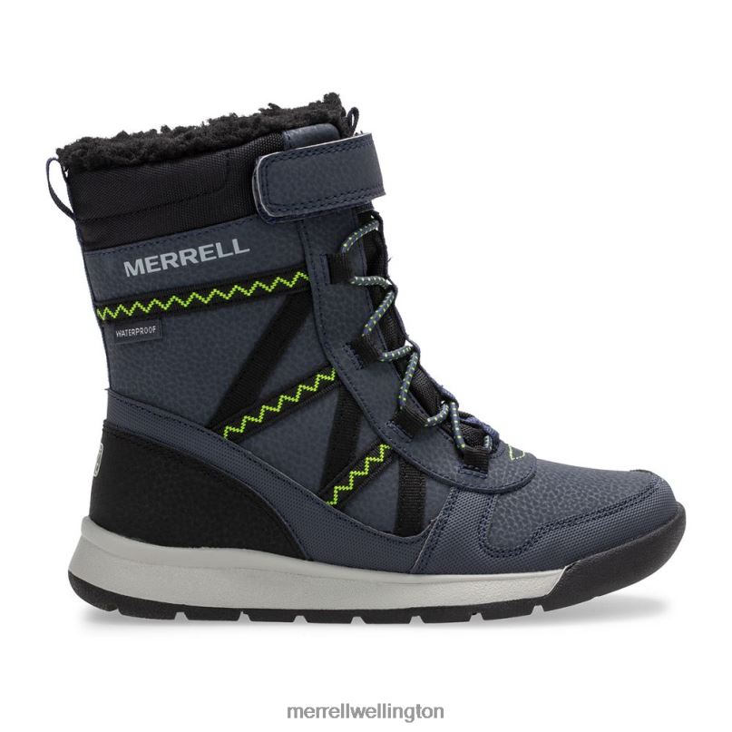 Snow Crush 2.0 Waterproof Boot (MK263127K) Merrell Kids 8VV6P1508 Shoes Navy/Lime