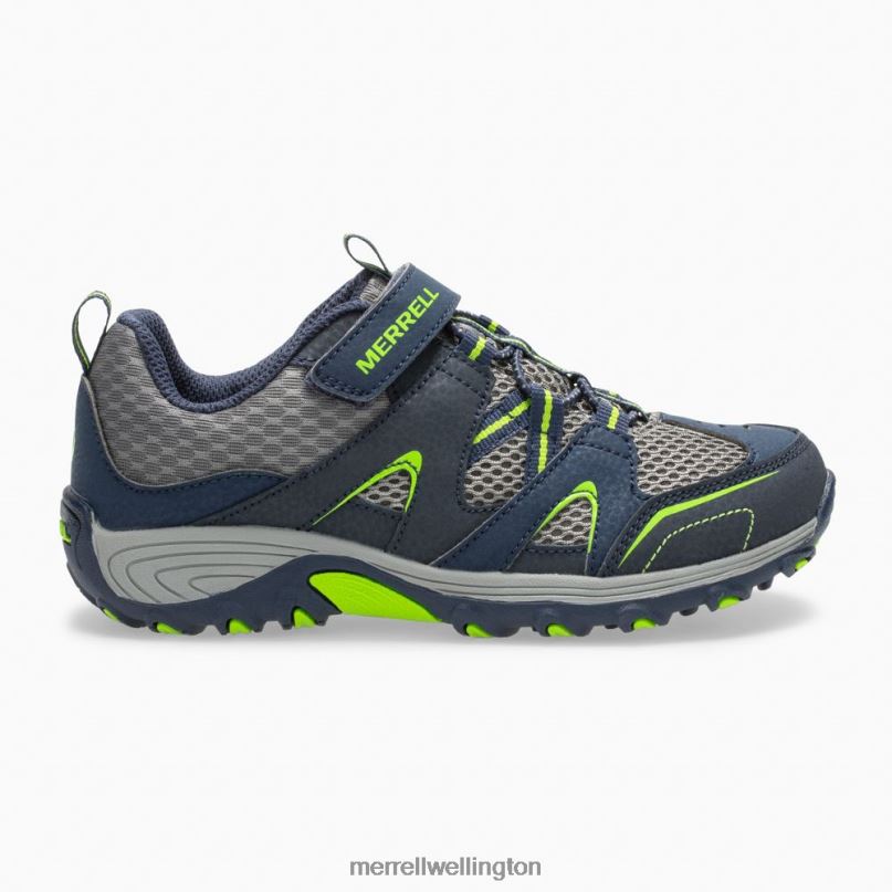 Trail Chaser Shoe (MK261237) Merrell Kids 8VV6P1464 Shoes Navy/Green - Click Image to Close
