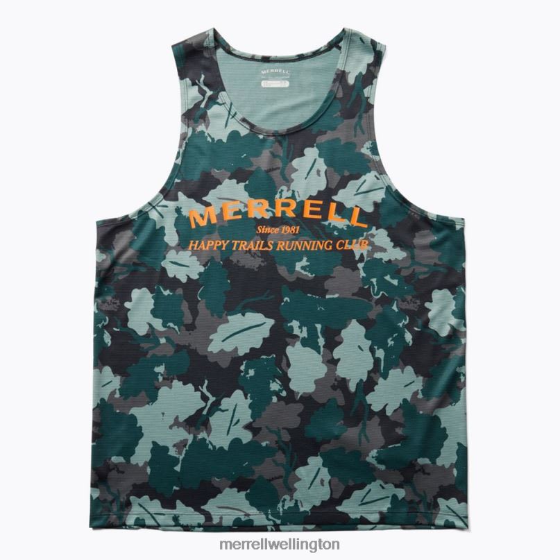 Trail Running Singlet (JMF26614-330) Merrell Men 8VV6P779 Clothes Sea Moss Leaf Print