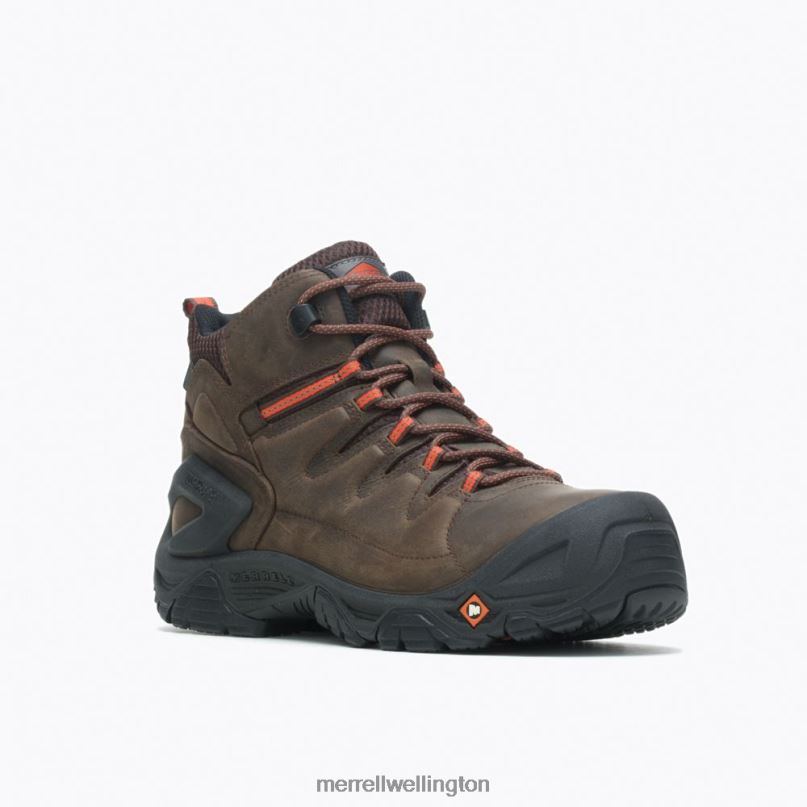 Strongfield Leather 6'' Waterproof Comp Toe Work Boot (J099341) Merrell Men 8VV6P716 Shoes Espresso