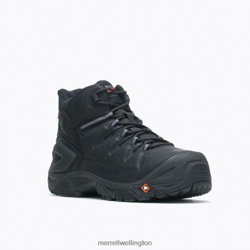 Strongfield Leather 6'' Waterproof Comp Toe Work Boot Wide Width (J099387W) Merrell Men 8VV6P708 Shoes Black