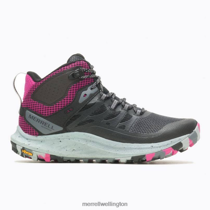 Antora 3 Mid Waterproof (J067582) Merrell Unisex 8VV6P1084 Shoes Black/Fuchsia