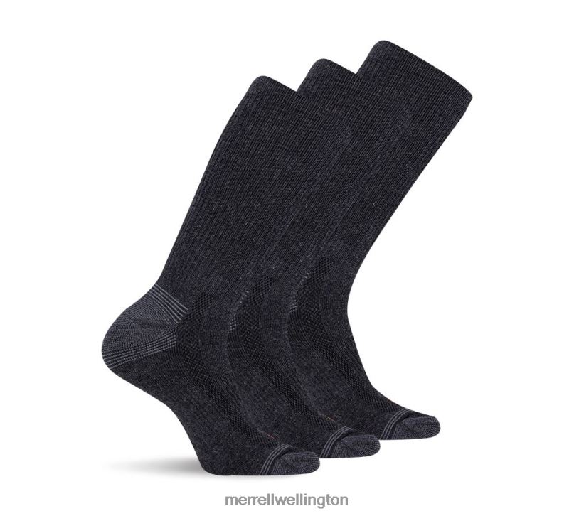 Hiker Crew Sock 3 Pack (JSF24699-012) Merrell Unisex 8VV6P771 Accessories Black - Click Image to Close