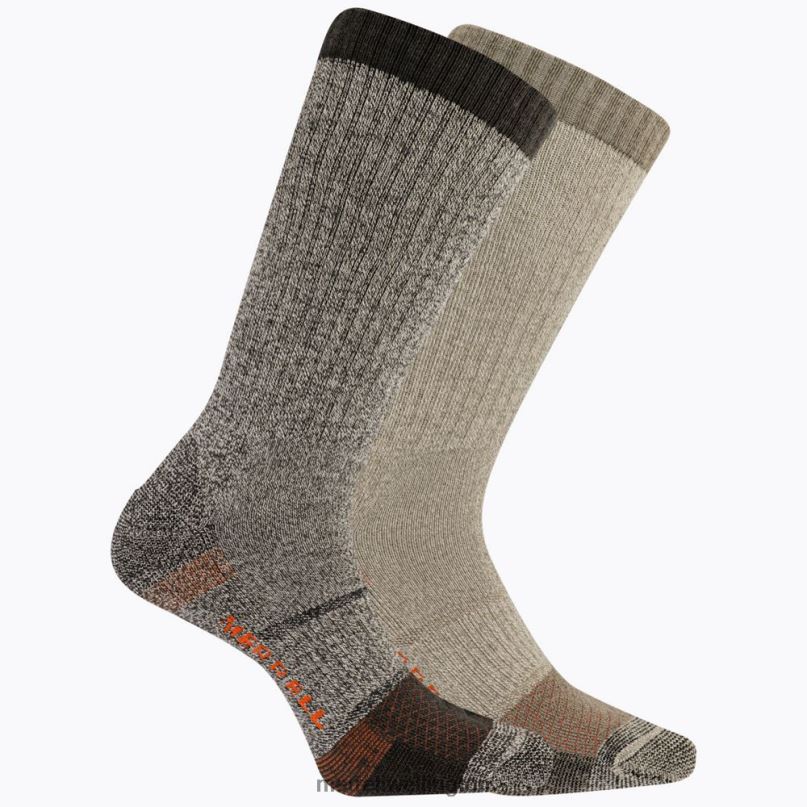 Rugged Steel Toe Crew Sock 2 Pack (JSS26717-238) Merrell Unisex 8VV6P315 Accessories Brown Asst.