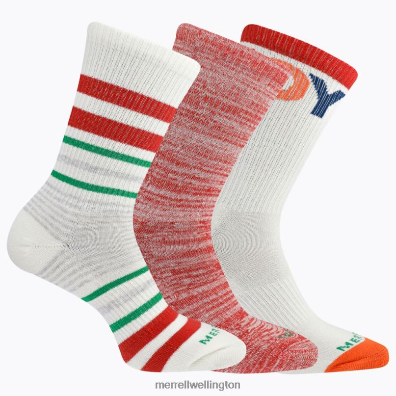 Stripes of Joy Crew 3 Pack Sock (JSF26608-600) Merrell Unisex 8VV6P358 Accessories Red Assorted