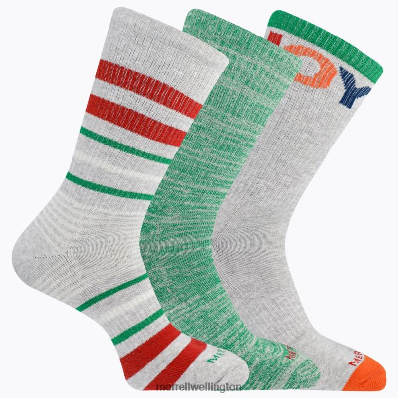 Stripes of Joy Crew 3 Pack Sock (JSF56608-050) Merrell Unisex 8VV6P357 Accessories Grey Assorted