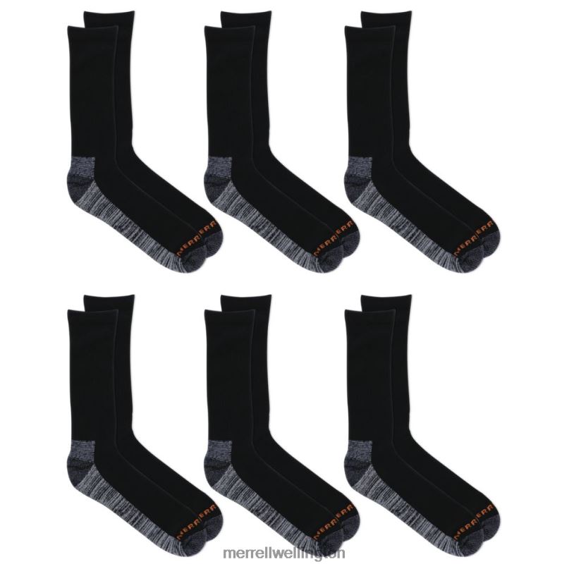 Work Crew Sock 6 Pack (JSS26719-010) Merrell Unisex 8VV6P266 Accessories Black
