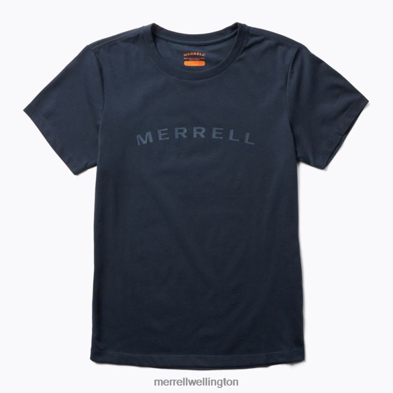 Wordmark Short Sleeve Tee (JWS26368-353) Merrell Women 8VV6P1302 Clothes Navy