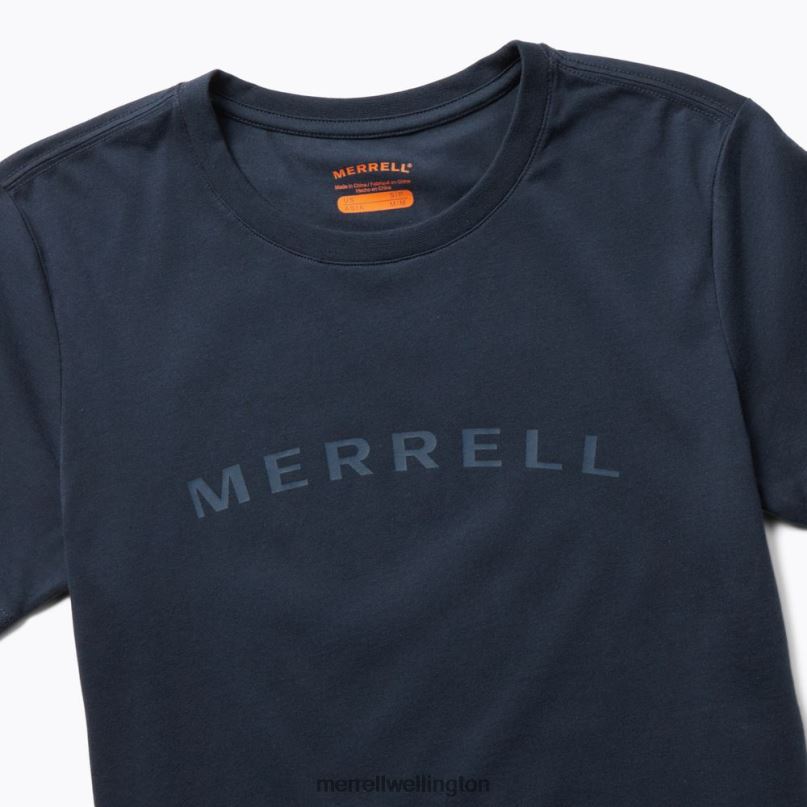 Wordmark Short Sleeve Tee (JWS26368-353) Merrell Women 8VV6P1302 Clothes Navy