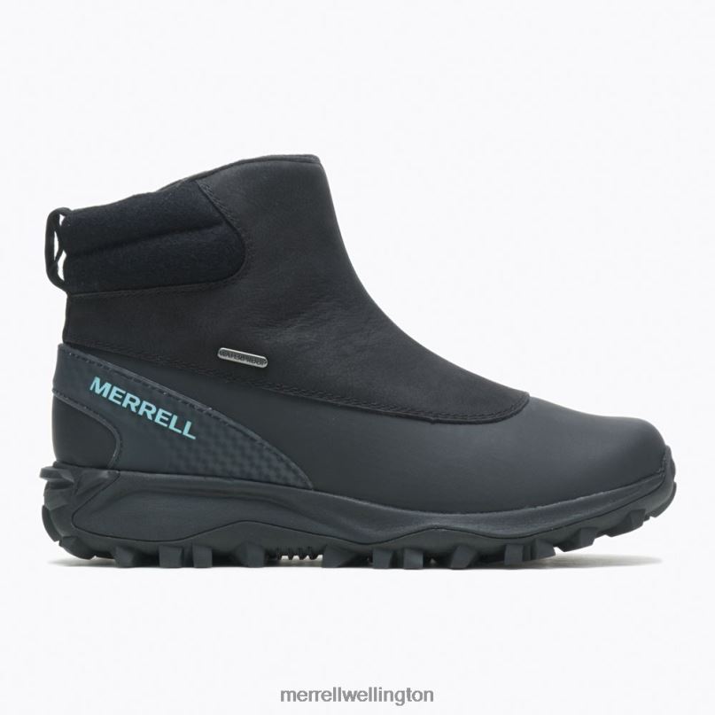 Thermo Kiruna Mid Zip Waterproof (J035090) Merrell Women 8VV6P1328 Shoes Black/Canal - Click Image to Close